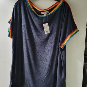 Blue and rainbow terry shirt